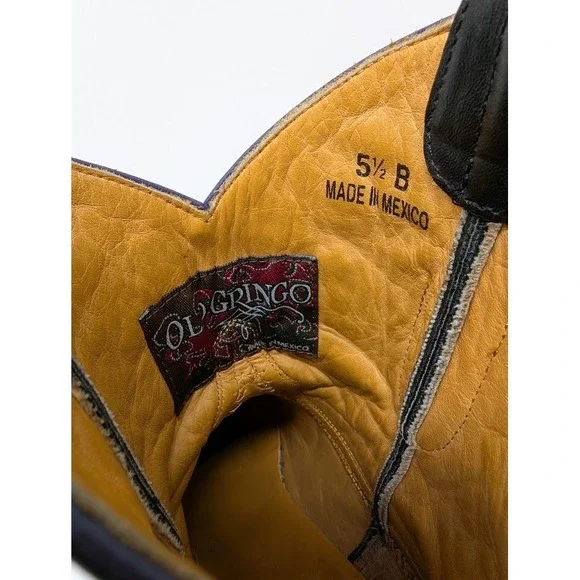 Old Gringo Sora Embroidered Floral Leather Western Cowboy Boots Black 5.5B - Picture 7 of 8